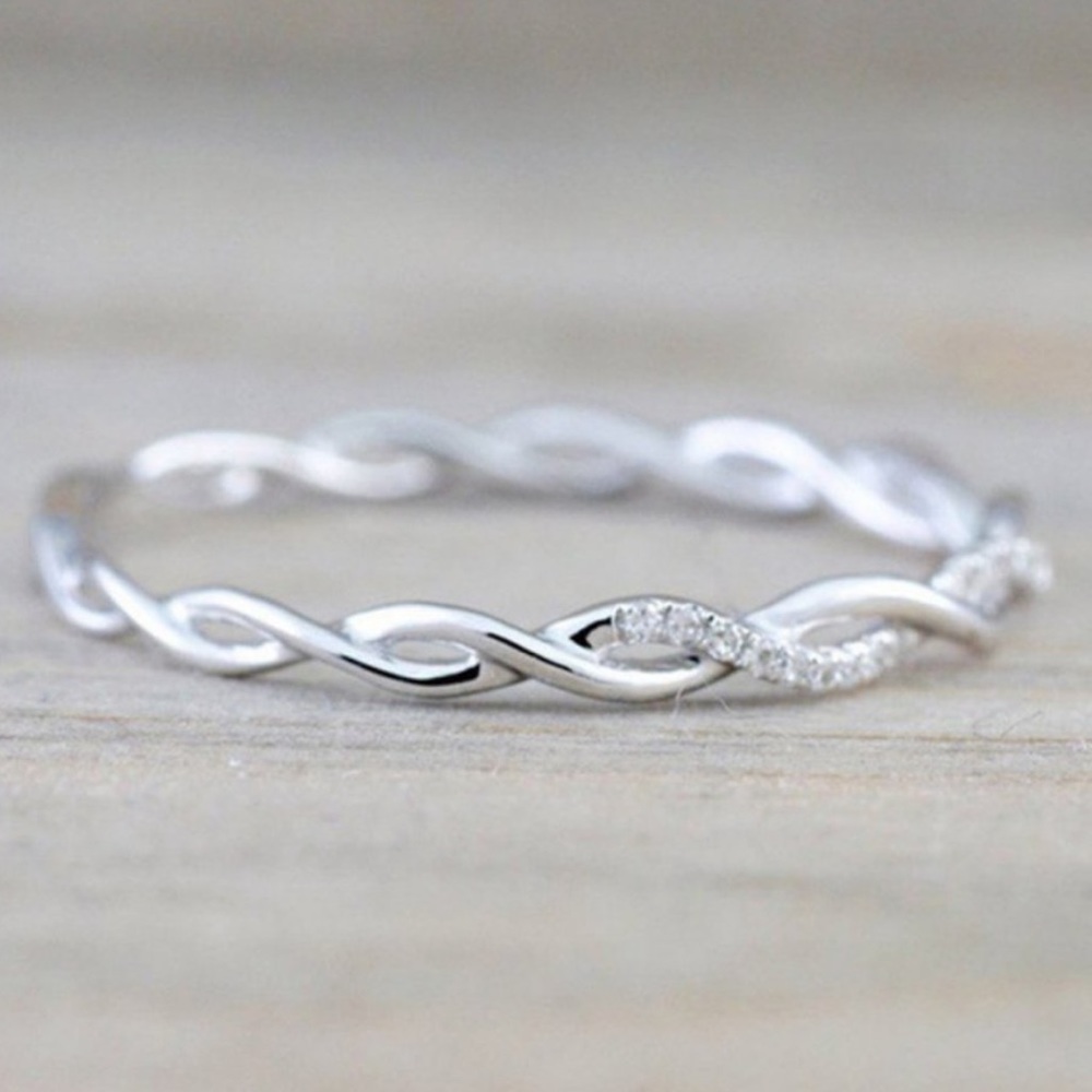 NEW Sterling Silver Diamond Twisted Eternity Ring - Picture 3 of 3
